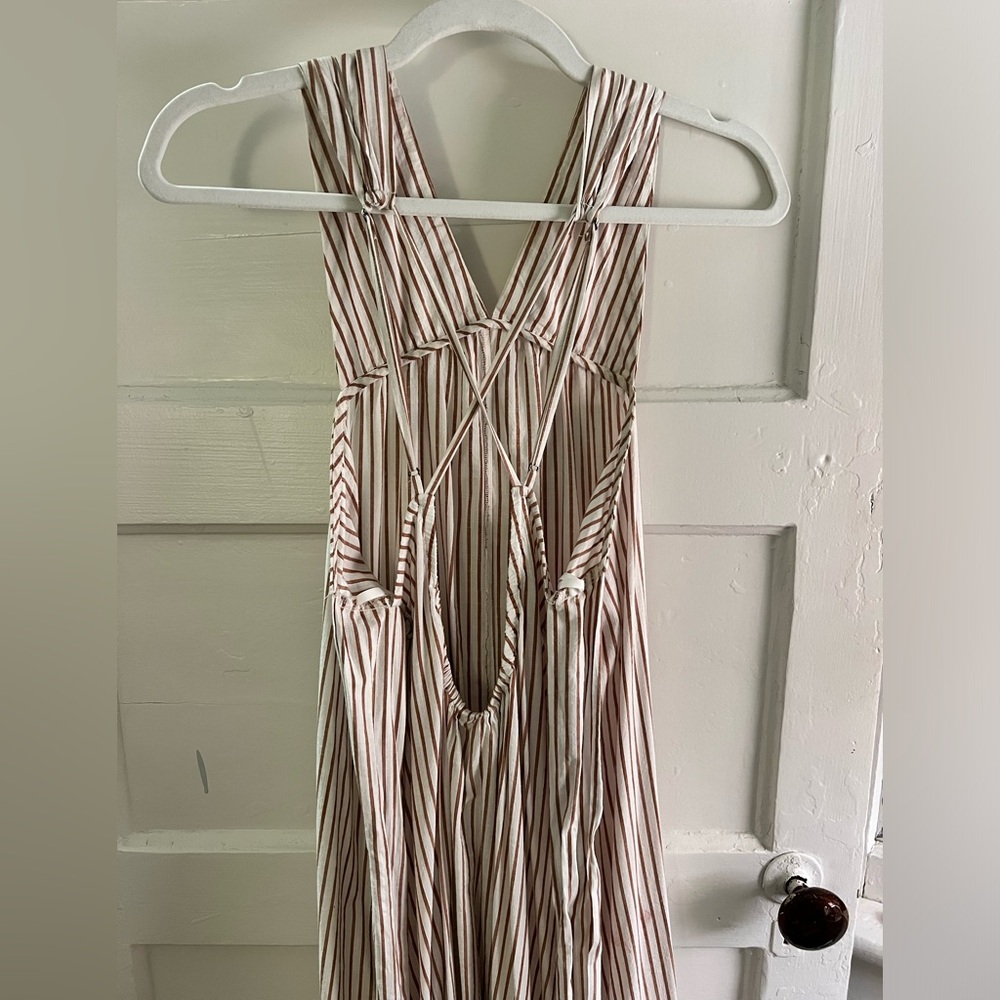 Anthropologie Bow Back Maxi Dress | Medium | Gold & Cream - Picture 8 of 9